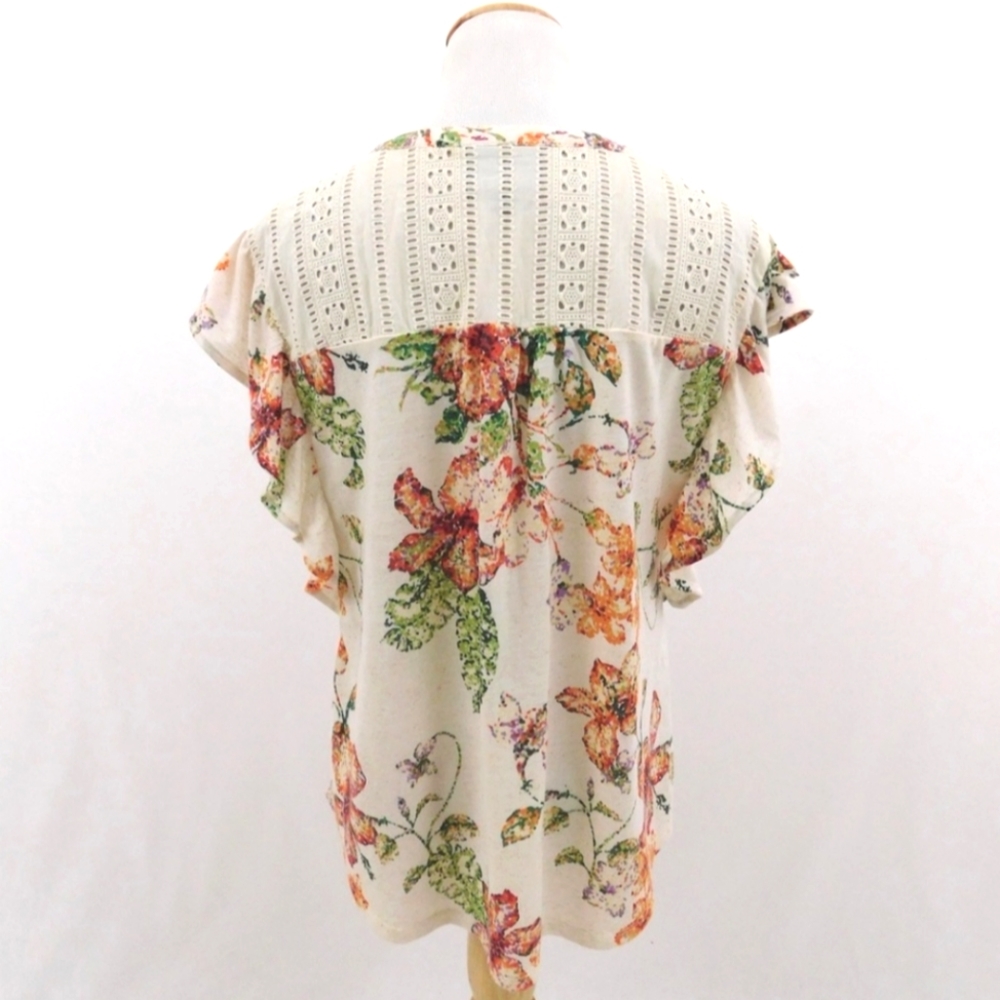 Anthropologie Floral Top with Crochet PM - Picture 2 of 2